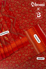 Bin Saeed 3 Piece Unstitched Printed Lawn Edition'01 Suit-RDL-14-Red