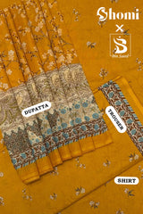 Bin Saeed 3 Piece Unstitched Printed Lawn Edition'01 Suit-RDL-19-Mustard