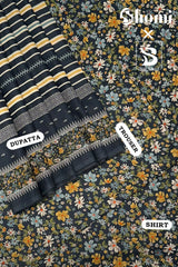 Bin Saeed 3 Piece Unstitched Printed Lawn Edition'01 Suit-RDL-22-Navy Blue