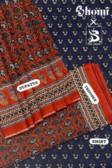 Bin Saeed 3 Piece Unstitched Printed Lawn Edition'01 Suit-RDL-35-Navy Blue