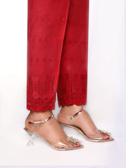 Sada Bahar Stitched Chikankari Emb Pret Cotton Trouser Suit-TR-CK-Maroon