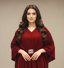 Veloria By Dressline Velvet Kaftan Winter Collection'2025-veloria-stitched-imperial-red