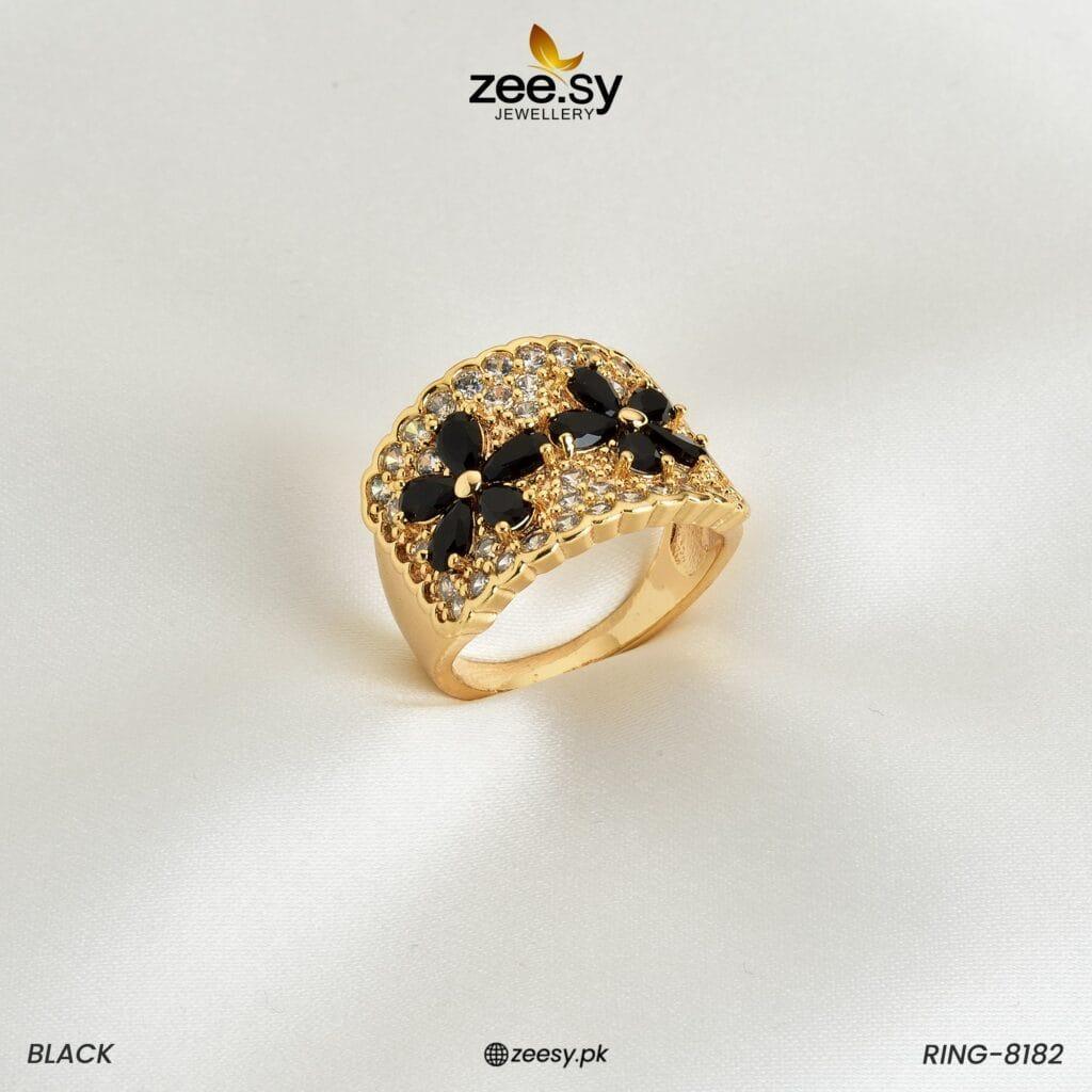 RING-8182 Black - Zeesy Jewellery