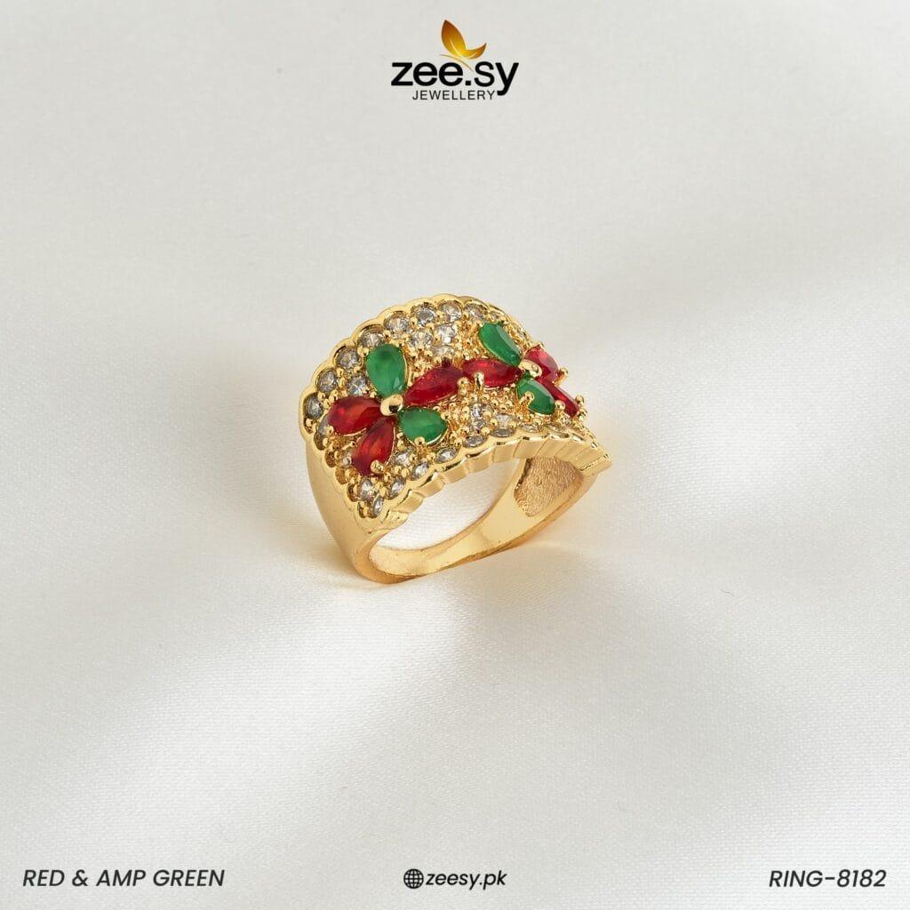 RING-8182 Red & Green - Zeesy Jewellery
