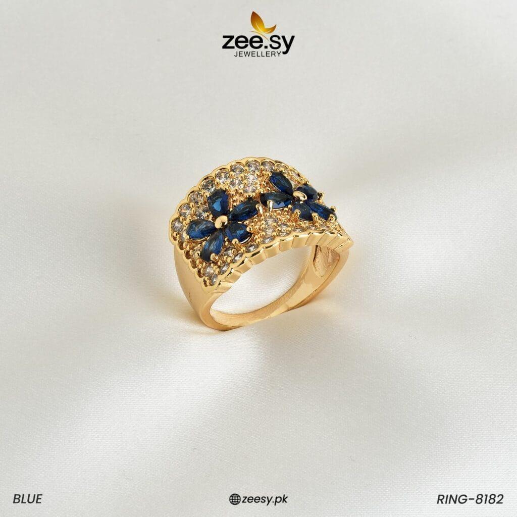 RING-8182 Blue - Zeesy Jewellery