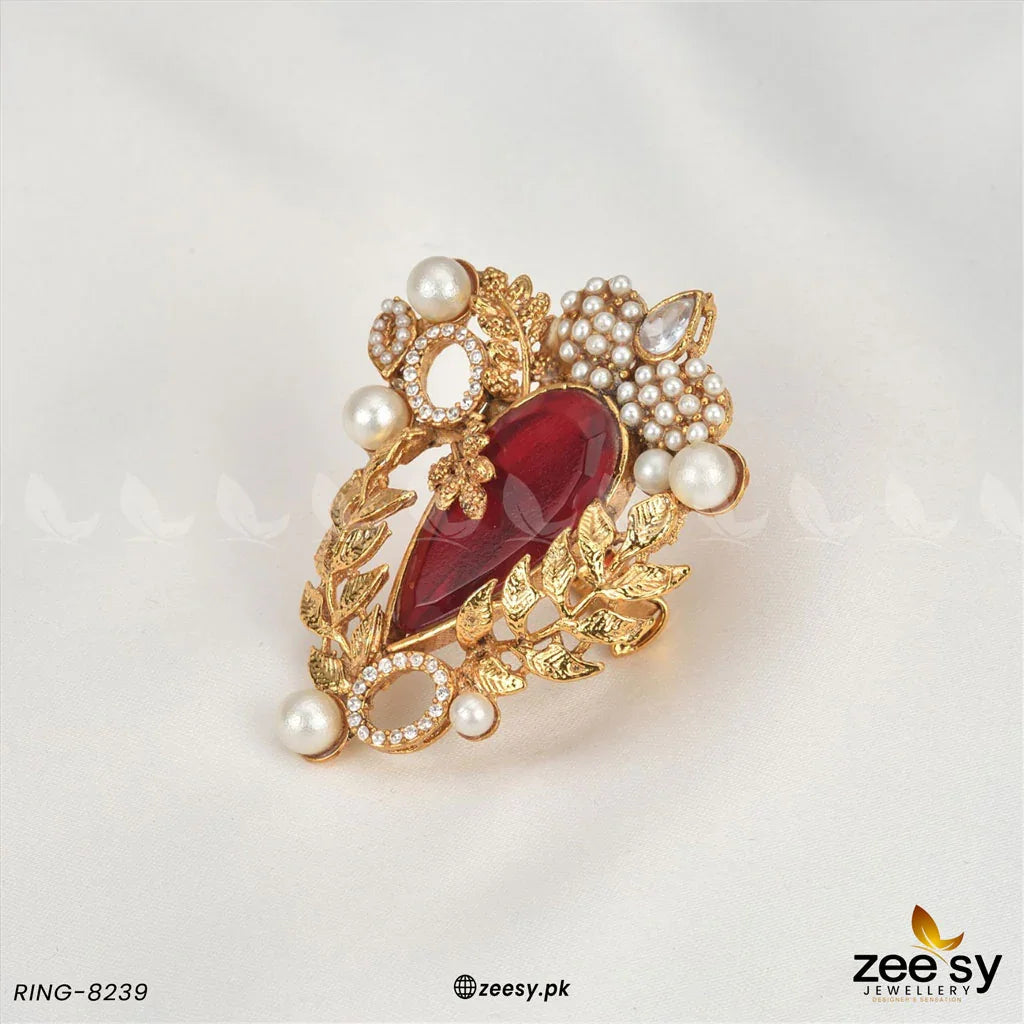 RING-8239 Red - Zeesy Jewellery