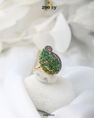 Baguette Cluster Ring-8244 Green - Zeesy Jewellery