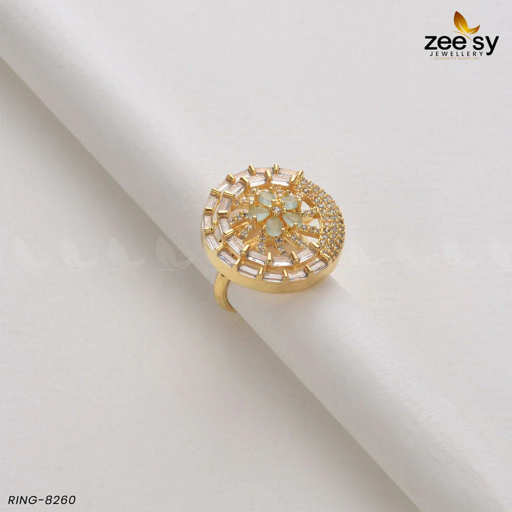 RING-8260 Golden Mint Green - Zeesy Jewellery