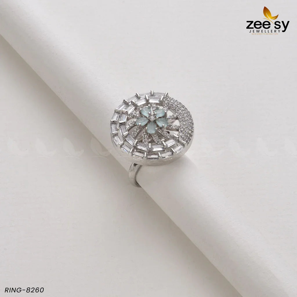 RING-8260 Silver Mint Green - Zeesy Jewellery