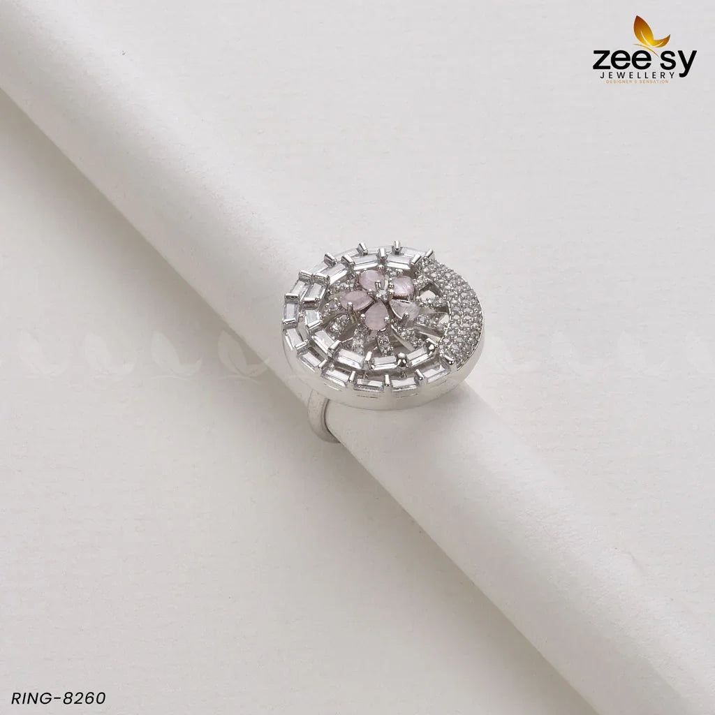 RING-8260 Silver Mint Pink - Zeesy Jewellery