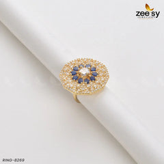 Round Ring-8269 Golden Blue - Zeesy Jewellery