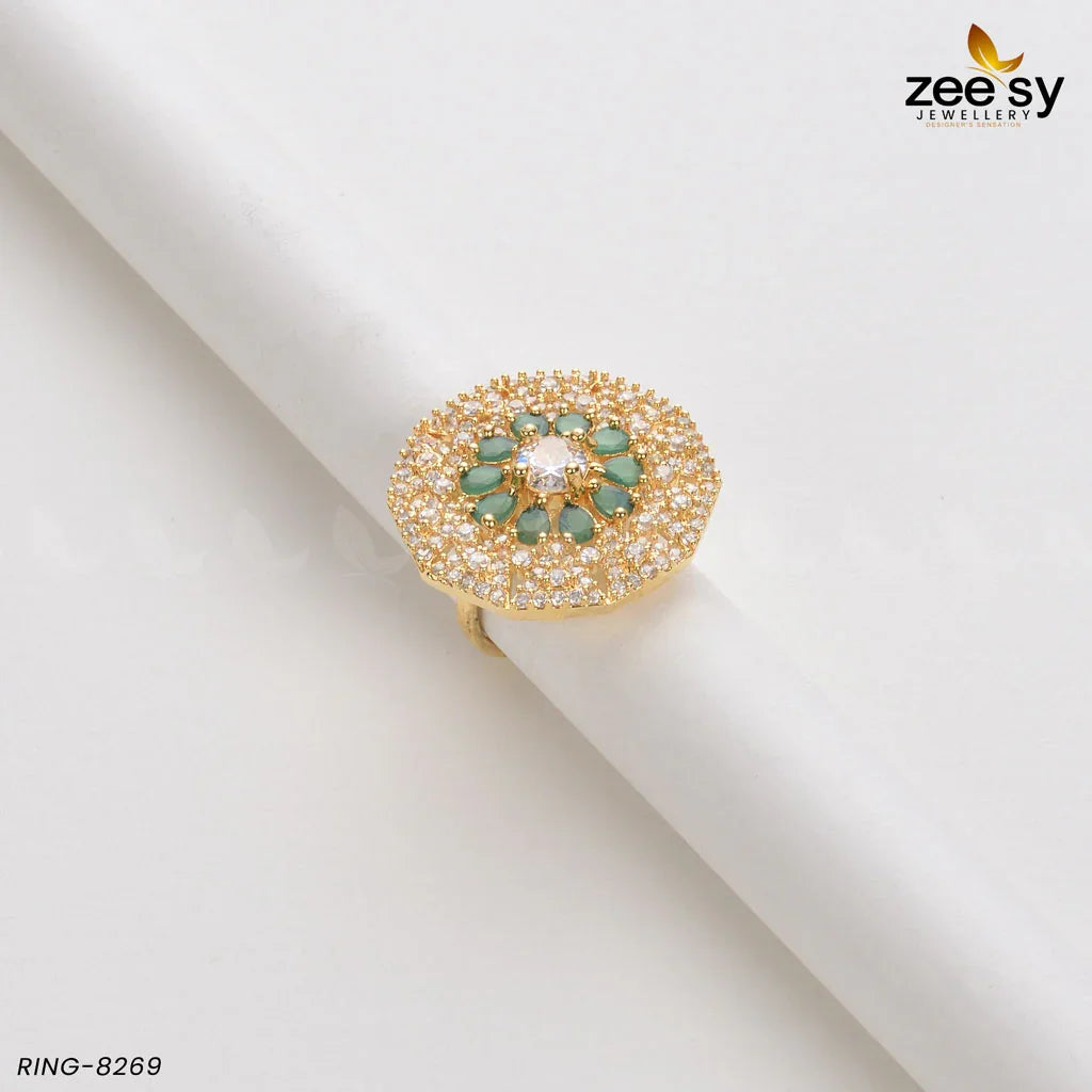 Round Ring-8269 Golden Green - Zeesy Jewellery
