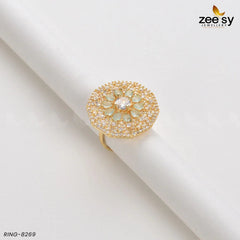 Round Ring-8269 Golden Mint Green - Zeesy Jewellery