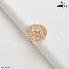 Round Ring-8269 Golden White - Zeesy Jewellery