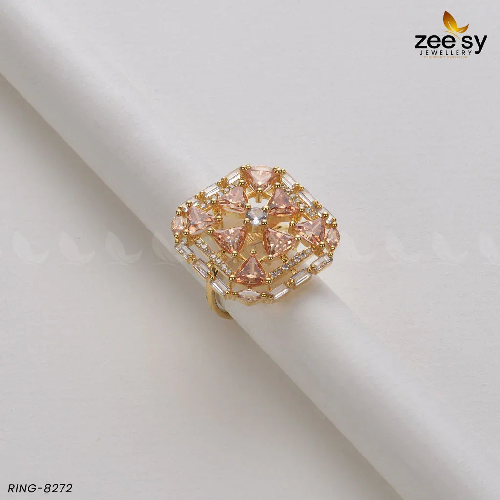 Cubic Ring-8272 Golden Champagne - Zeesy Jewellery