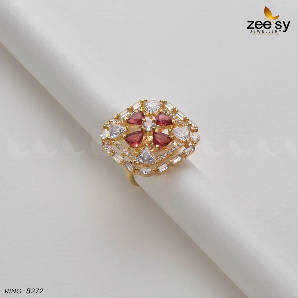 Cubic Ring-8272 Golden Red - Zeesy Jewellery