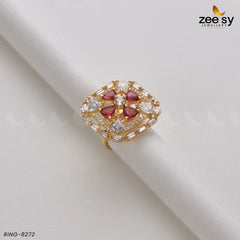 Cubic Ring-8272 Golden Red - Zeesy Jewellery