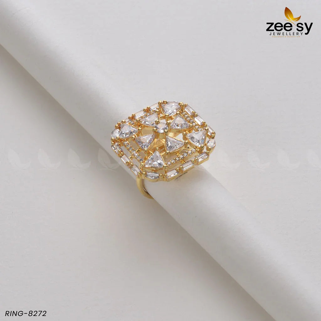 Cubic Ring-8272 Golden White - Zeesy Jewellery