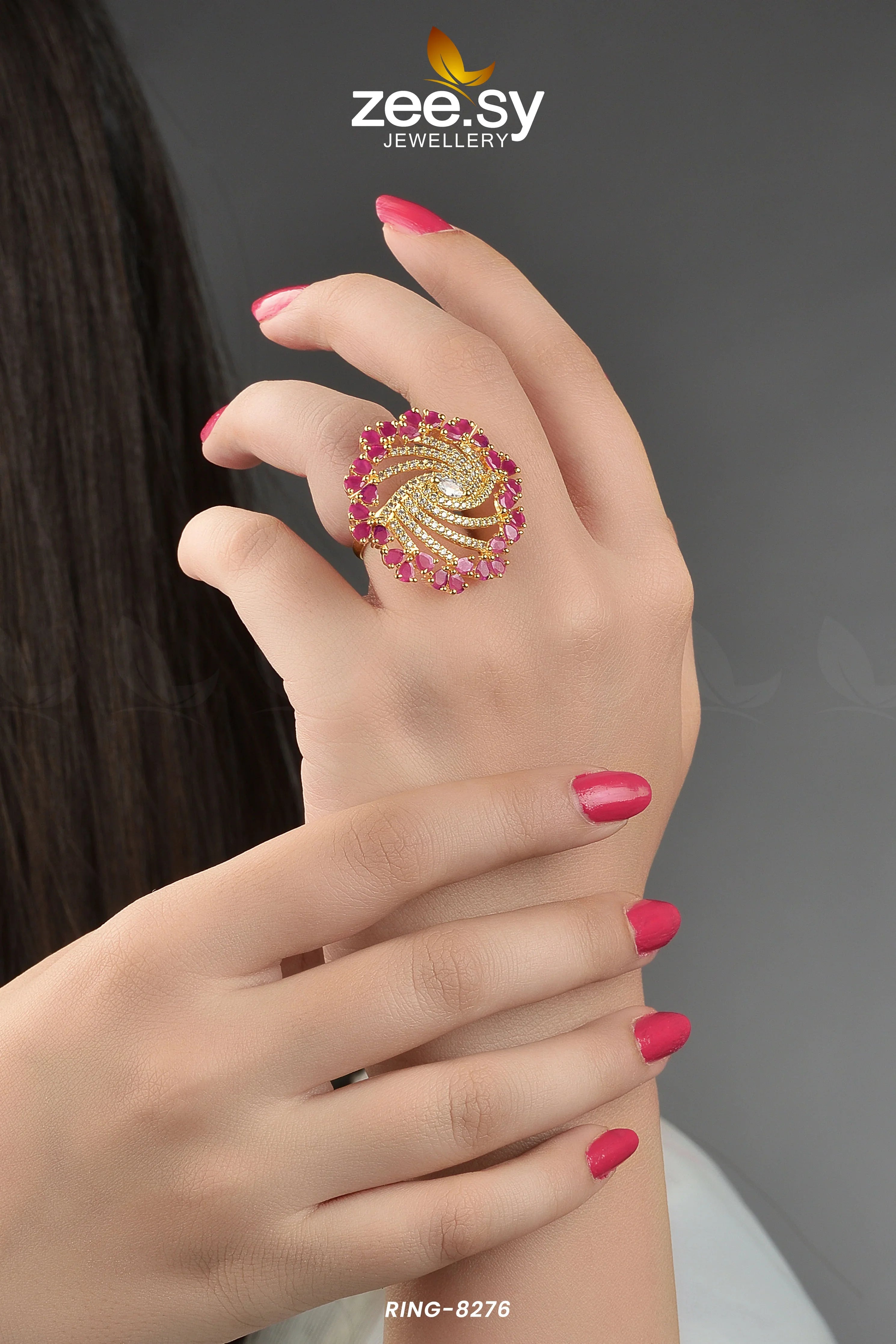 Rhinestone Ring-8276 - Zeesy Jewellery