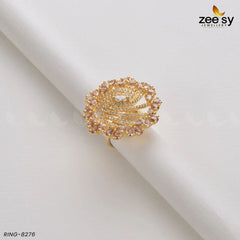 Rhinestone Ring-8276 Golden Champagne - Zeesy Jewellery