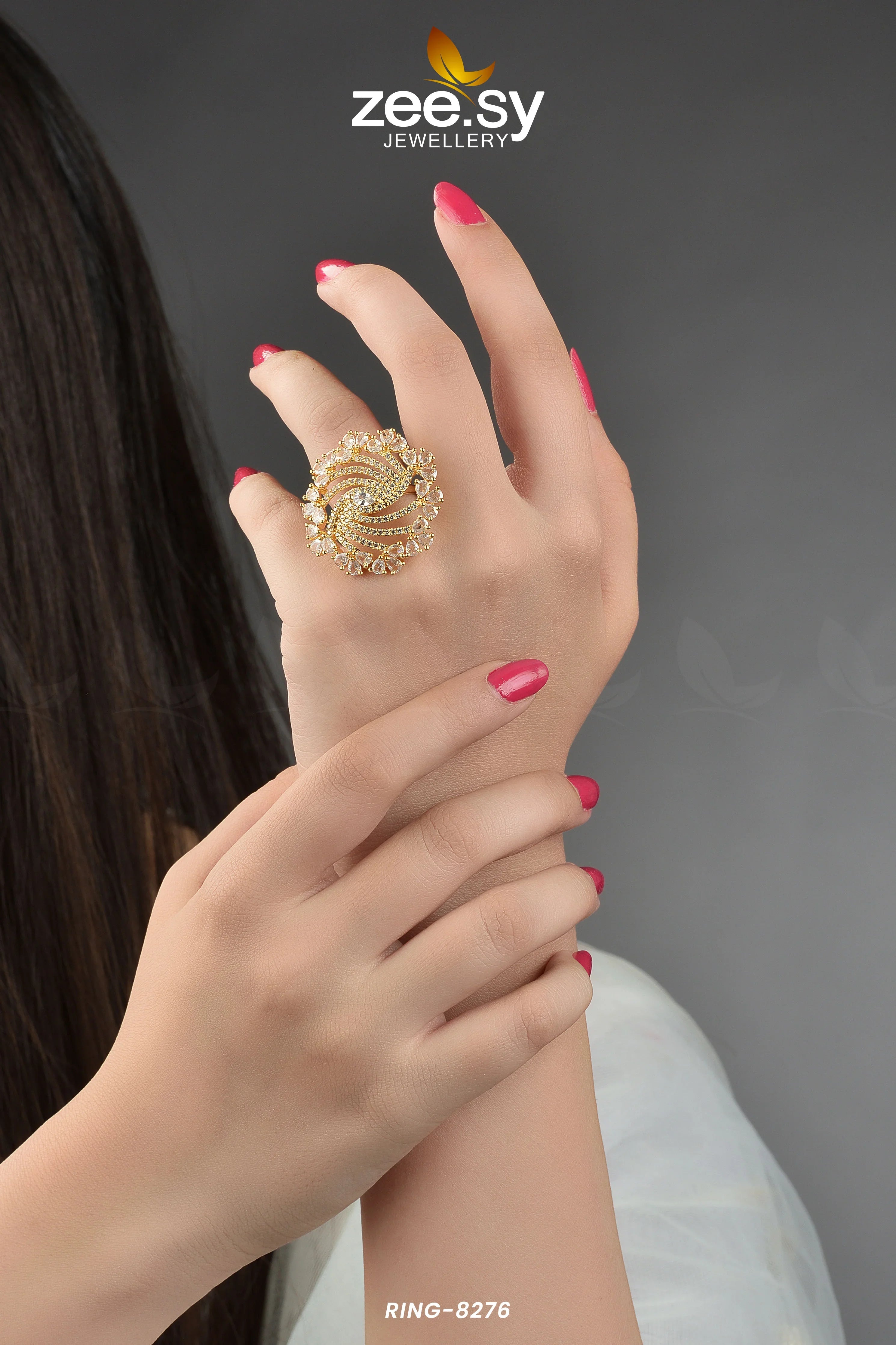 Rhinestone Ring-8276 - Zeesy Jewellery