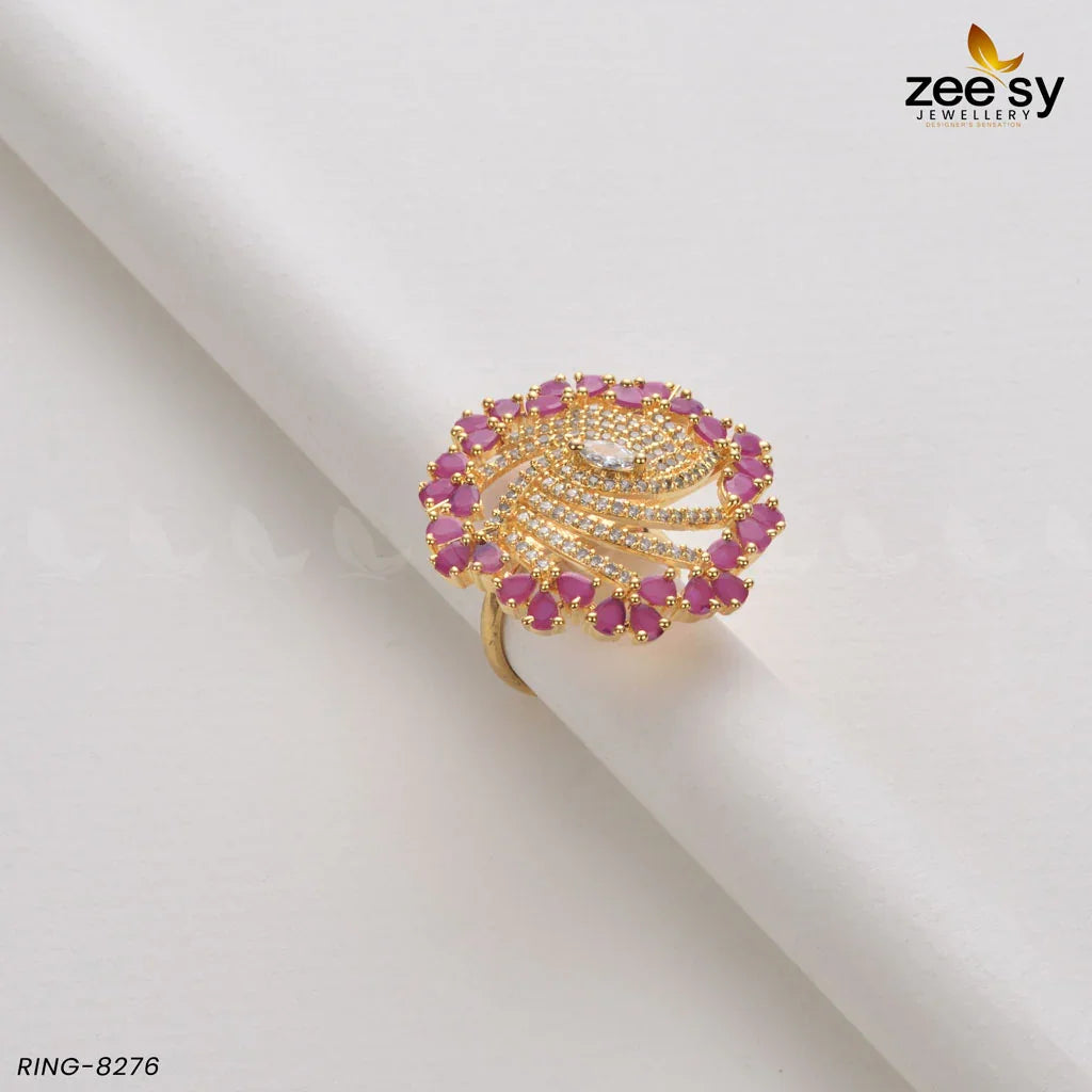 Rhinestone Ring-8276 Golden Red - Zeesy Jewellery