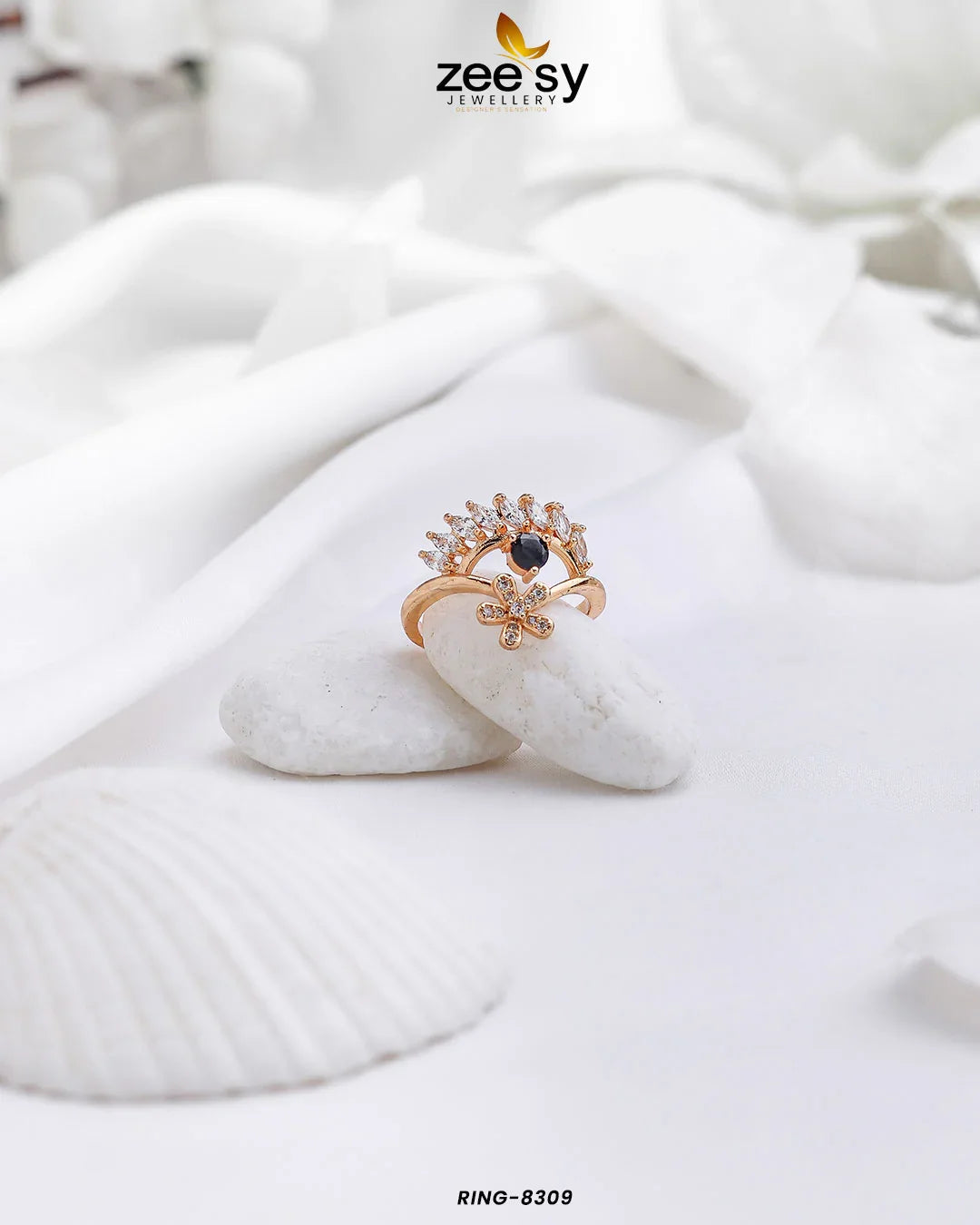 Ring-8309 Black - Zeesy Jewellery