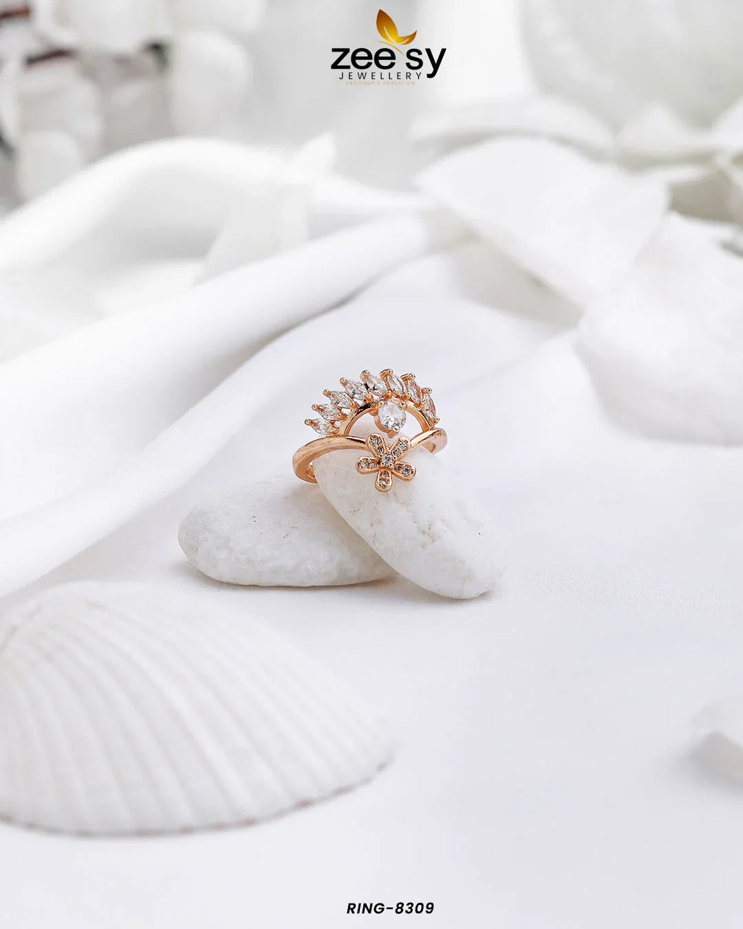 Ring-8309 White - Zeesy Jewellery
