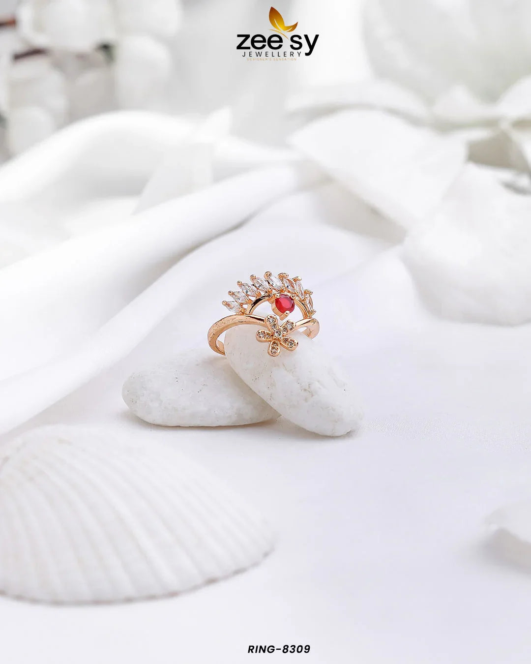 Ring-8309 Red - Zeesy Jewellery