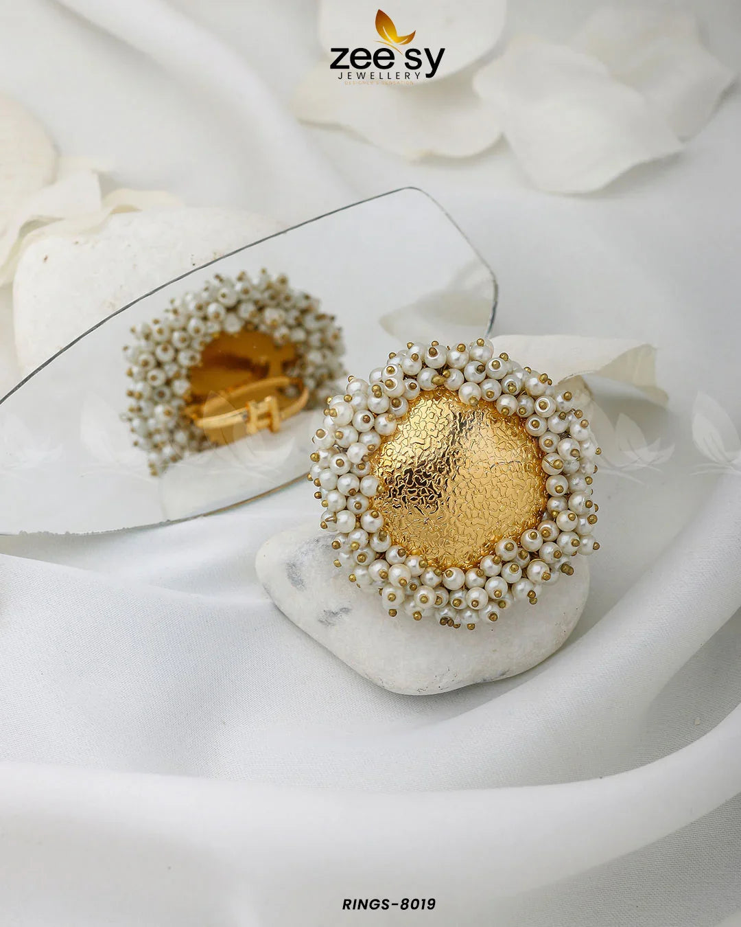 Rings-8019 Pearl - Zeesy Jewellery
