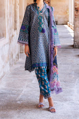 Taneez by Roheenaz Unstitched 3 Piece Block Printed Lawn Suit-RNB-06-B-Elika