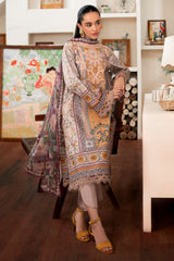 Selene By Roheenaz Unstitched 3 Piece Printed Cambric Fall Suit-RNP-07-A-Honey