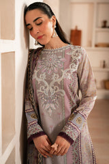 Selene By Roheenaz Unstitched 3 Piece Printed Cambric Fall Suit-RNP-07-B-Lavender