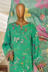 Majestic By HZ Stitched 3 Piece Emb Silk Collection'2025-RRE-109-Parrot Green
