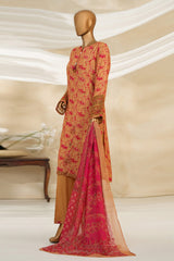 Majestic By HZ Stitched 3 Piece Emb Silk Collection'2025-RRE-110-Peach