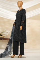 Majestic By HZ Stitched 3 Piece Emb Silk Collection'2025-RRE-113-Black