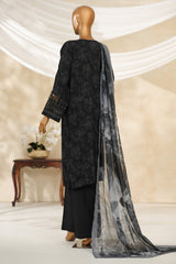 Majestic By HZ Stitched 3 Piece Emb Silk Collection'2025-RRE-113-Black