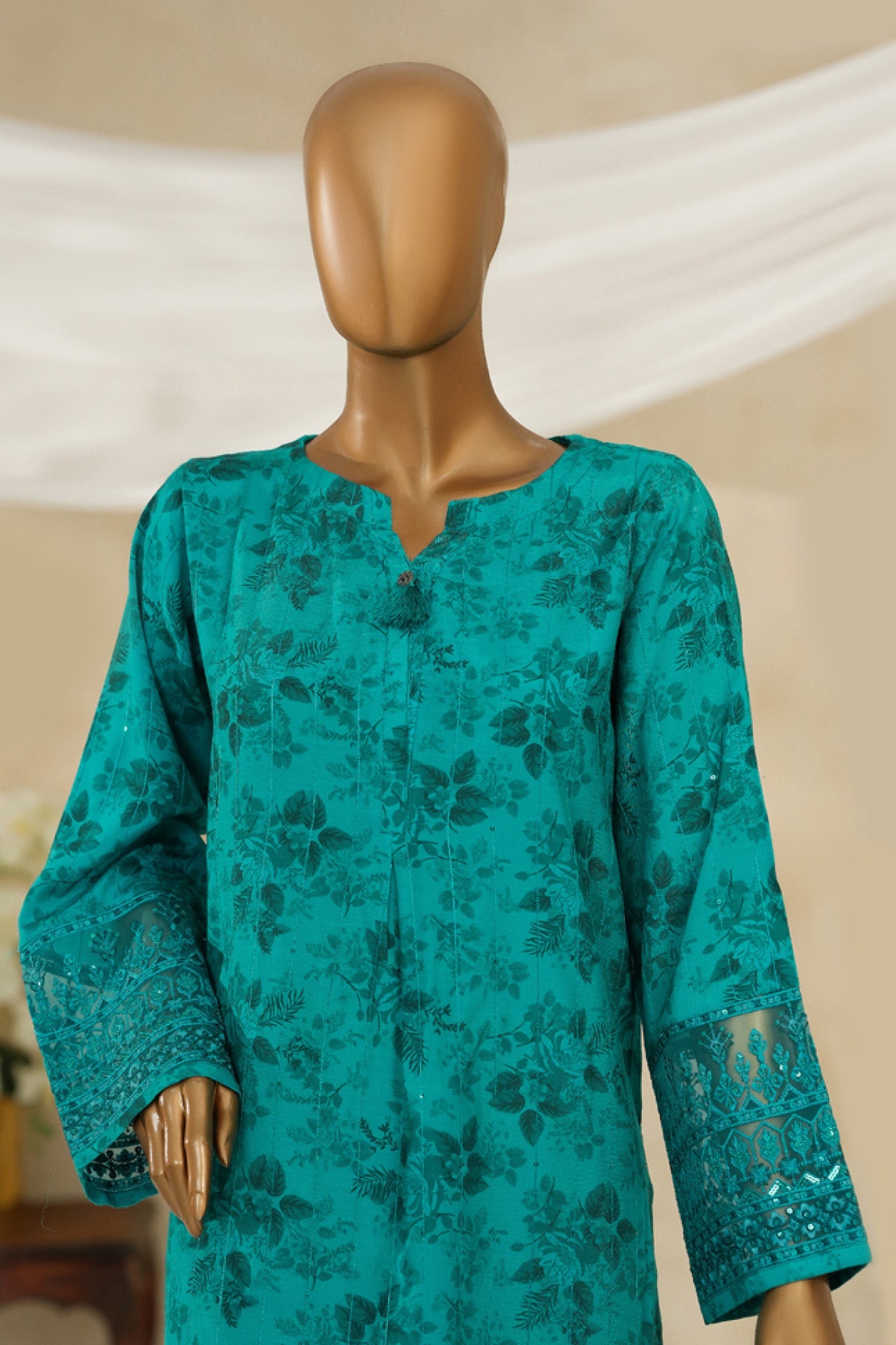 Majestic By HZ Stitched 3 Piece Emb Silk Collection'2025-RRE-114-Sea Green