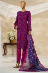 Majestic By HZ Stitched 3 Piece Emb Silk Suit-RRE-115-Magenta