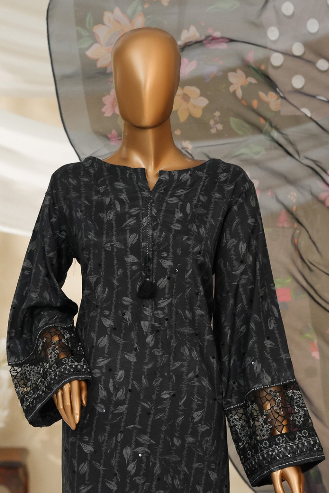 Majestic By HZ Stitched 3 Piece Emb Silk Collection'2025-RRE-116-Black