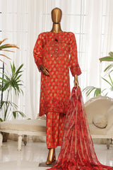 Majestic By HZ Stitched 3 Piece Festive Emb Silk Suit-RTE-011