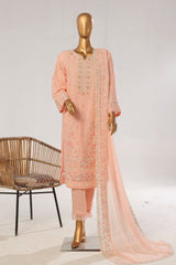 Bin Saeed Stitched 3 Piece Luxury Emb Chiffon Suit-RTSC-1550-Peach