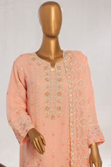 Bin Saeed Stitched 3 Piece Luxury Emb Chiffon Suit-RTSC-1550-Peach