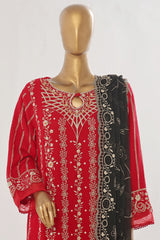 Bin Saeed Stitched 3 Piece Luxury Emb Chiffon Collection'2025-RTSC-1553-Red