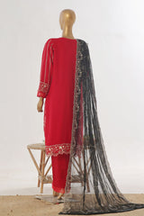 Bin Saeed Stitched 3 Piece Luxury Emb Chiffon Collection'2025-RTSC-1553-Red