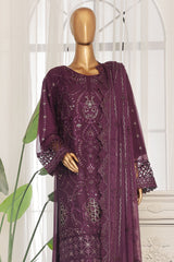 Bin Saeed Stitched 3 Piece Luxury Emb Chiffon Suit-RTSC-1897-Purple