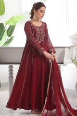 Eid E Milan By Al Siyaab Stitched 3 Piece Formals Suit-Raani-Maroon