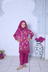 Mummy & Me By Suntex Stitched 3 Piece Kids Emb Chikankari Lawn Suit-SH-2638
