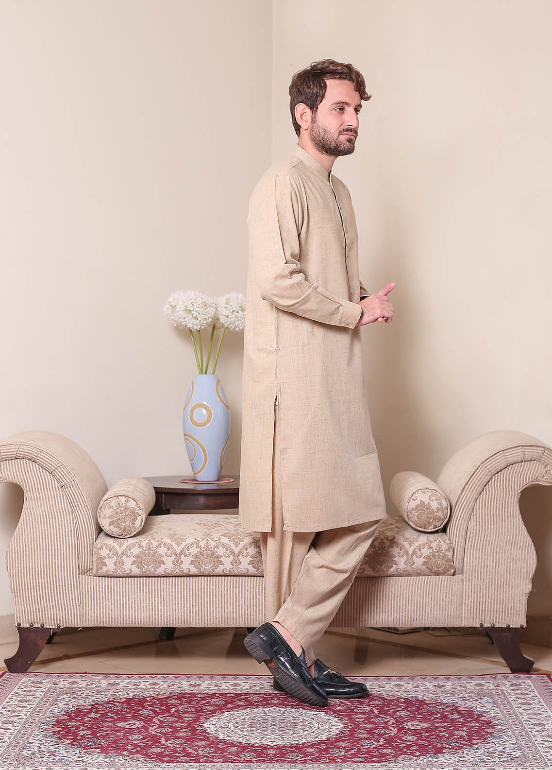 Real Image Mens Kurta Shalwar Winter Collection'2025-P-61sc Camel