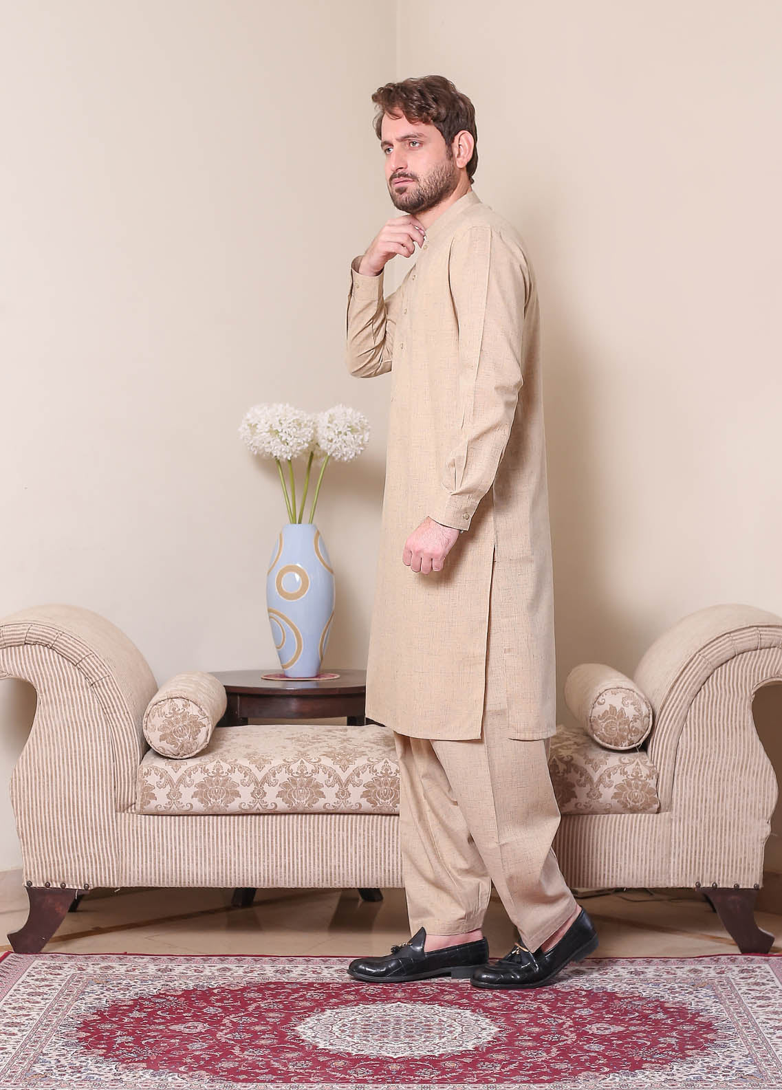 Real Image Mens Kurta Shalwar Winter Collection'2025-P-61sc Camel